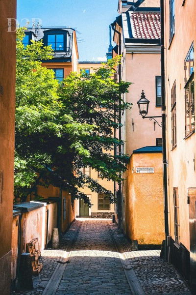 Ruelle colorée et arborée de Stockholm